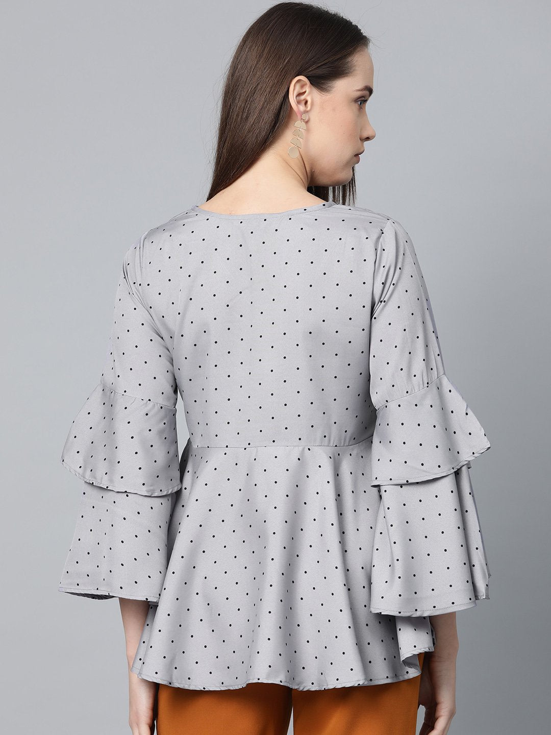 Jompers Women Grey & Black Printed A-Line Top | Grocsy