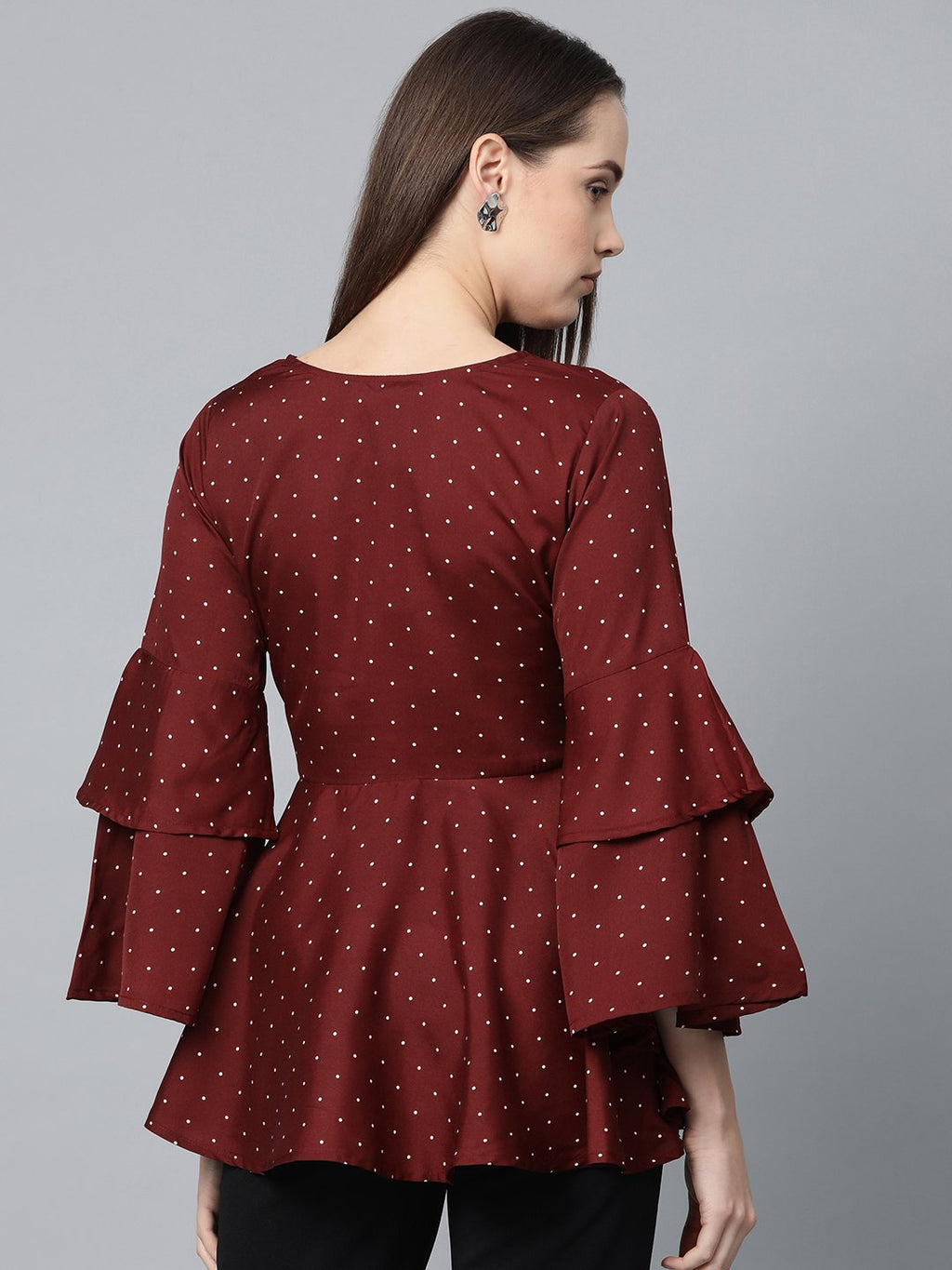 Jompers Women Maroon & White Printed A-Line Top | Grocsy