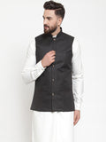 Jompers Men Black Solid Nehru Jacket | Grocsy