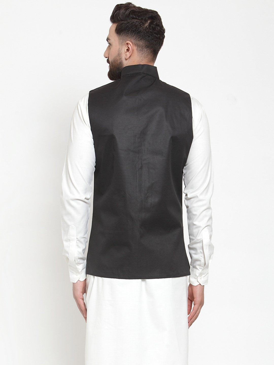 Jompers Men Black Solid Nehru Jacket | Grocsy