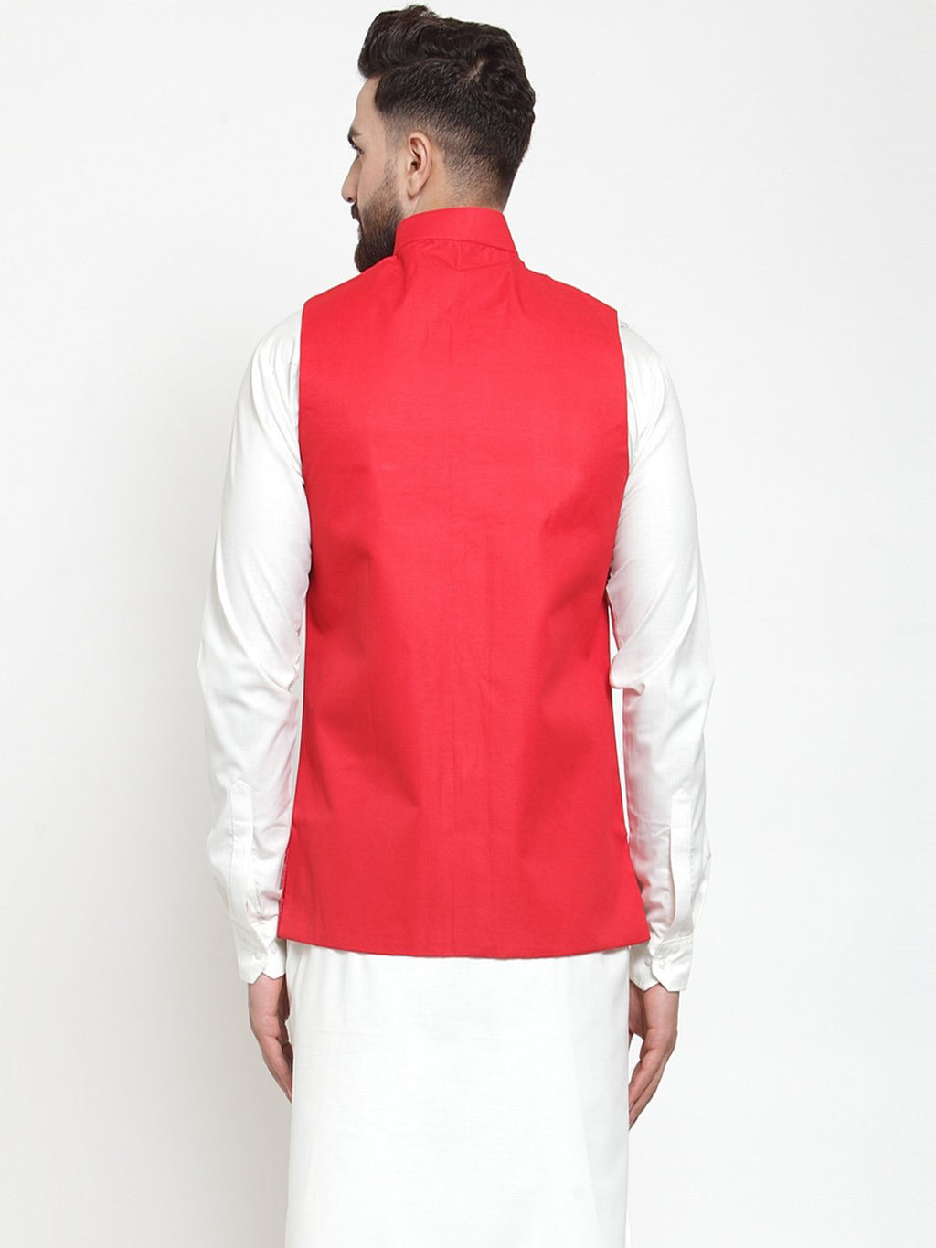Jompers Men Red Solid Nehru Jacket | Grocsy