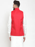 Jompers Men Red Solid Nehru Jacket | Grocsy