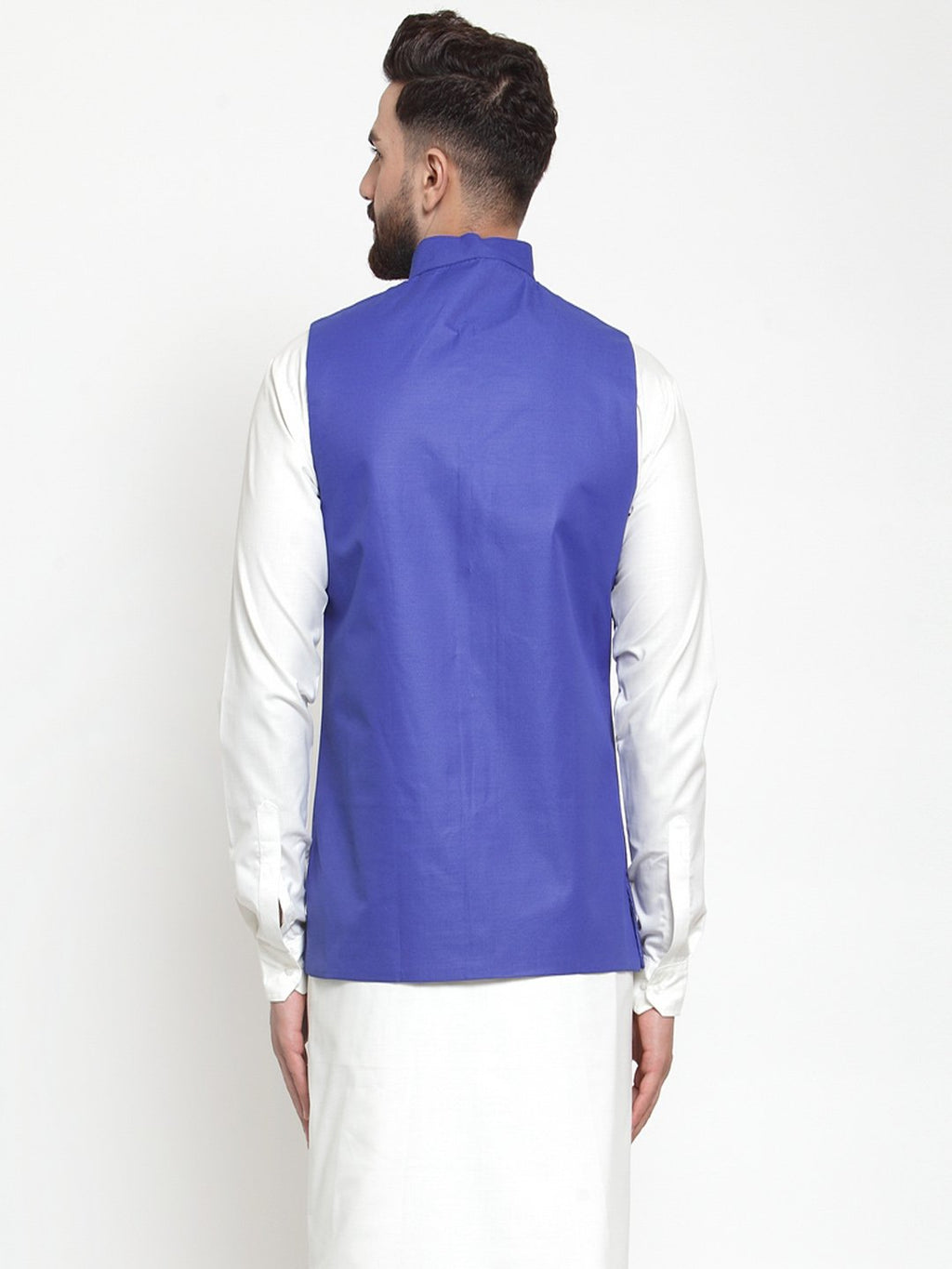 Jompers Men Royal-Blue Solid Nehru Jacket | Grocsy