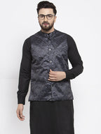 Jompers Men's Beautiful Grey Printed Nehru Jacket | Grocsy