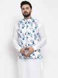 Jompers Men Silver Printed Satin Nehru Jacket | Grocsy