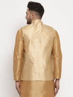 Jompers Men's Gold Woven Nehru Jacket | Grocsy