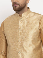 Jompers Men's Gold Woven Nehru Jacket | Grocsy