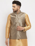 Jompers Men's Grey Woven Nehru Jacket | Grocsy