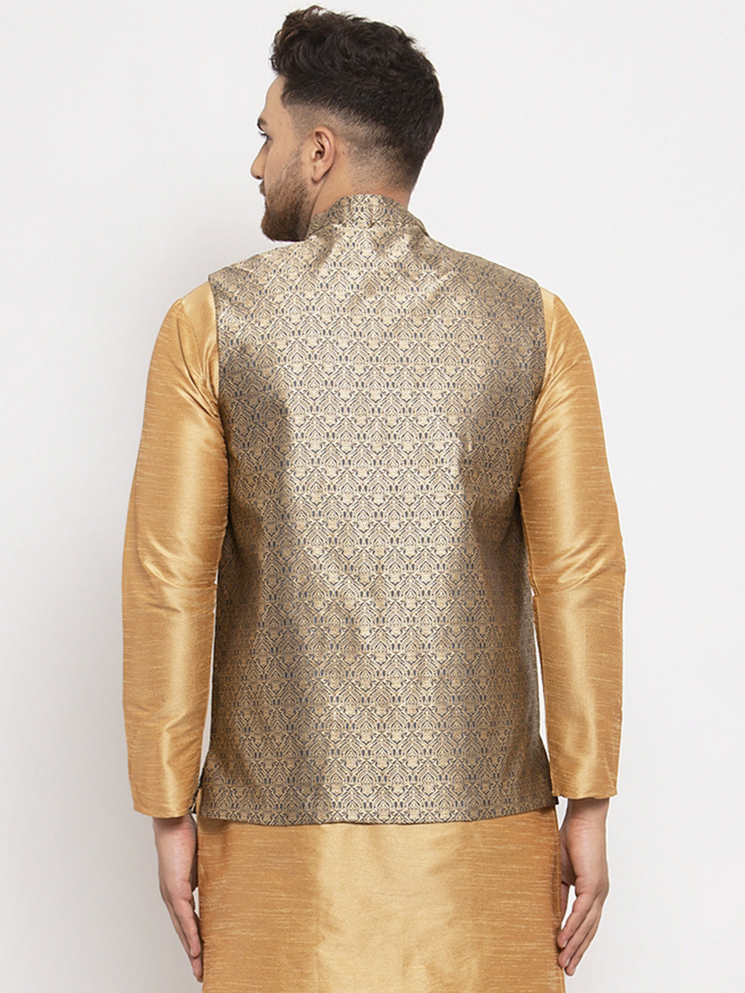 Jompers Men's Grey Woven Nehru Jacket | Grocsy