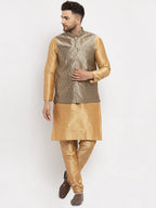 Jompers Men's Grey Woven Nehru Jacket | Grocsy