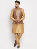 Jompers Men's Maroon Woven Nehru Jacket | Grocsy
