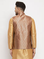 Jompers Men's Maroon Woven Nehru Jacket | Grocsy