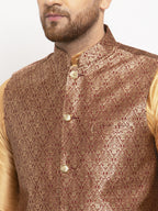 Jompers Men's Maroon Woven Nehru Jacket | Grocsy