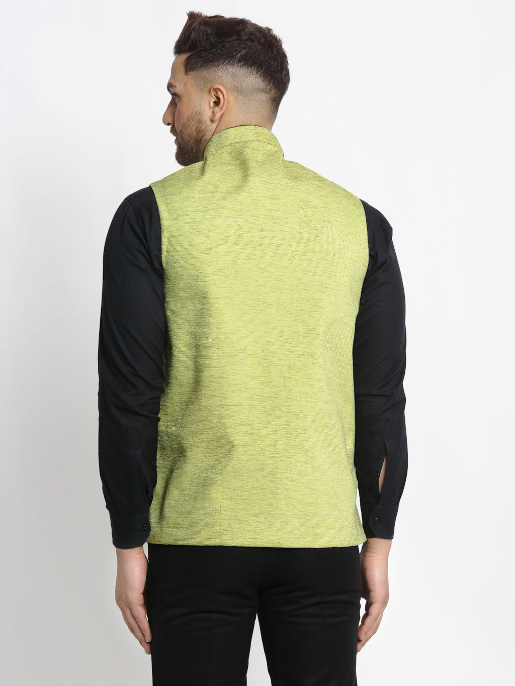 Jompers Men's Green Solid Nehru Jacket with Square Pocket | Grocsy