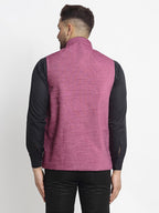 Jompers Men's Purple Solid Nehru Jacket with Square Pocket | Grocsy