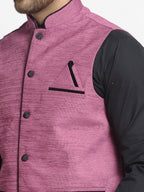 Jompers Men's Purple Solid Nehru Jacket with Square Pocket | Grocsy