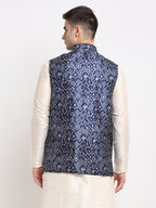 Jompers Men's Blue Digital Printed Blue Waistcoat | Grocsy