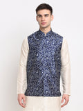 Jompers Men's Blue Digital Printed Blue Waistcoat | Grocsy