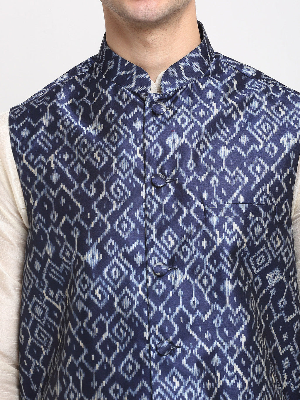 Jompers Men's Blue Digital Printed Blue Waistcoat | Grocsy
