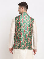 Jompers Men's Green Digital Printed Green Waistcoat | Grocsy