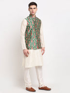 Jompers Men's Green Digital Printed Green Waistcoat | Grocsy