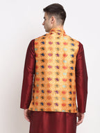 Jompers Men's Orange Digital Printed Orange Waistcoat | Grocsy