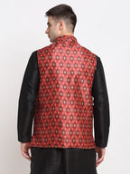 Jompers Men's Red Digital Printed Red Waistcoat | Grocsy