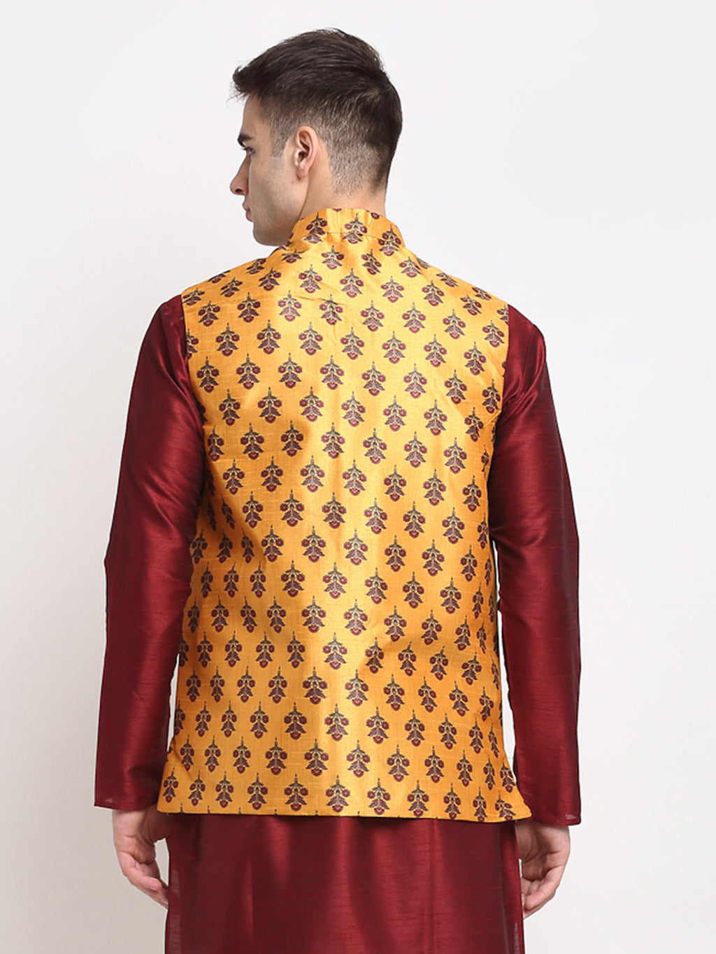 Jompers Men's Yellow Digital Printed Yellow Waistcoat | Grocsy