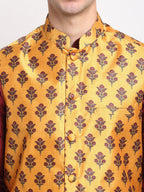 Jompers Men's Yellow Digital Printed Yellow Waistcoat | Grocsy