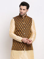 Jompers Men's Black Self-Designed Black Waistcoat | Grocsy