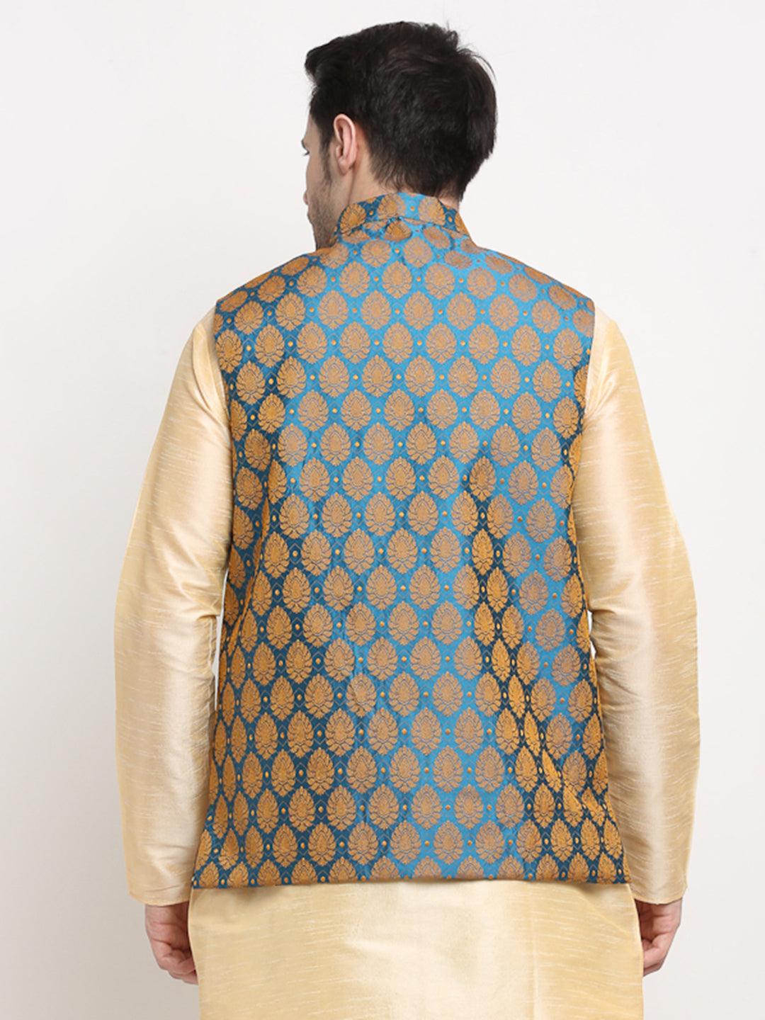 Jompers Men's Blue Self-Designed Blue Waistcoat | Grocsy