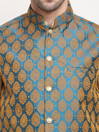Jompers Men's Blue Self-Designed Blue Waistcoat | Grocsy