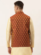 Jompers Men's Maroon Self-Designed Waistcoat | Grocsy