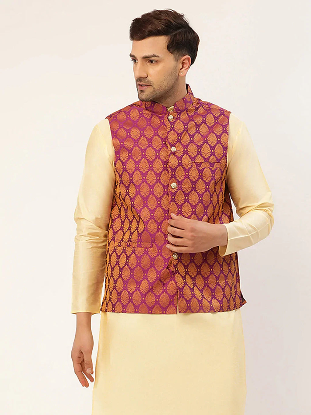 Jompers Men's Pink Self-Designed Waistcoat | Grocsy
