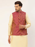 Jompers Men's Pink Self-Designed Waistcoat | Grocsy