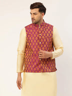 Jompers Men's Pink Self-Designed Waistcoat | Grocsy