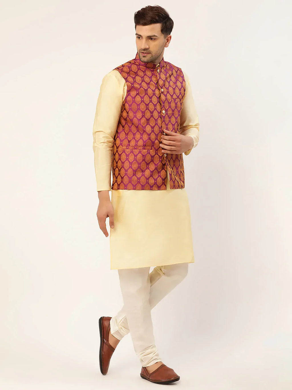 Jompers Men's Pink Self-Designed Waistcoat | Grocsy