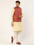 Jompers Men's Pink Self-Designed Waistcoat | Grocsy