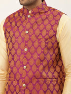 Jompers Men's Pink Self-Designed Waistcoat | Grocsy