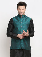 Jompers Men's Green Self-Designed Green Waistcoat | Grocsy