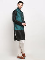 Jompers Men's Green Self-Designed Green Waistcoat | Grocsy