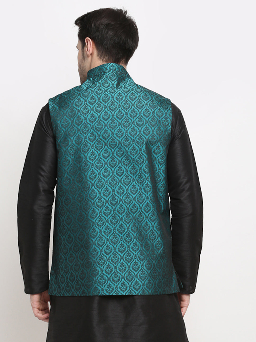 Jompers Men's Green Self-Designed Green Waistcoat | Grocsy
