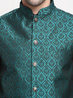 Jompers Men's Green Self-Designed Green Waistcoat | Grocsy