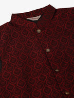 Jompers Men's Maroon Self-Designed Maroon Waistcoat | Grocsy