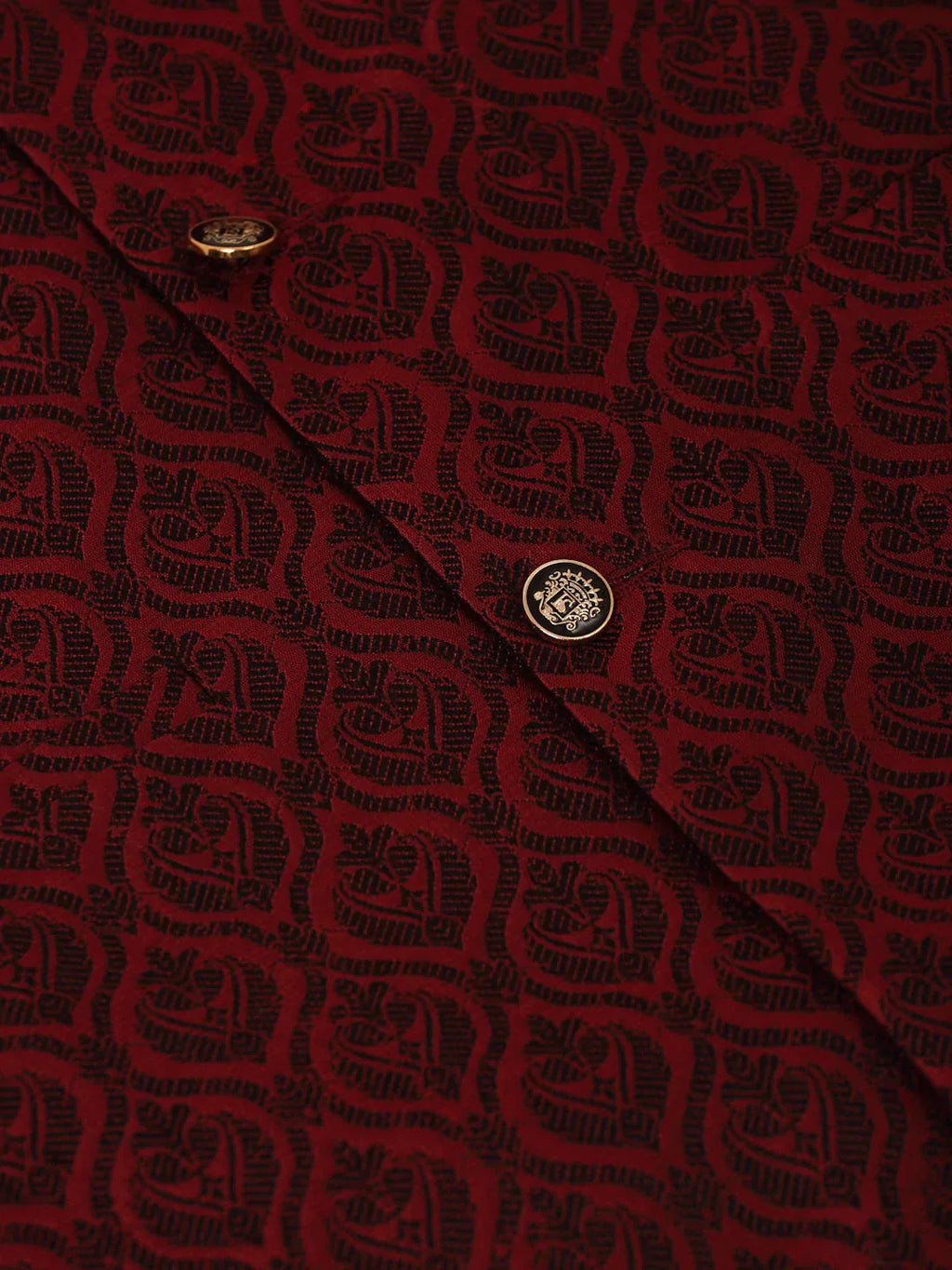 Jompers Men's Maroon Self-Designed Maroon Waistcoat | Grocsy