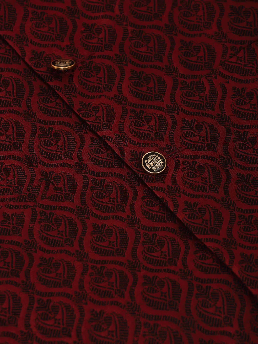 Jompers Men's Maroon Self-Designed Maroon Waistcoat | Grocsy