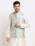 Jompers Men's Grey Ikat Printed Nehru Jacket | Grocsy