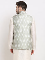Jompers Men's Grey Ikat Printed Nehru Jacket | Grocsy