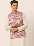 Jompers Men's Maroon Floral Design Nehru Jacket | Grocsy