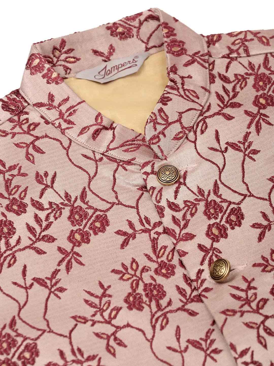 Jompers Men's Maroon Floral Design Nehru Jacket | Grocsy